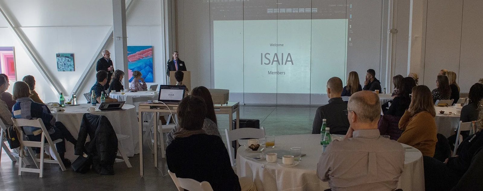ISAIA welcome image featuring member artwork